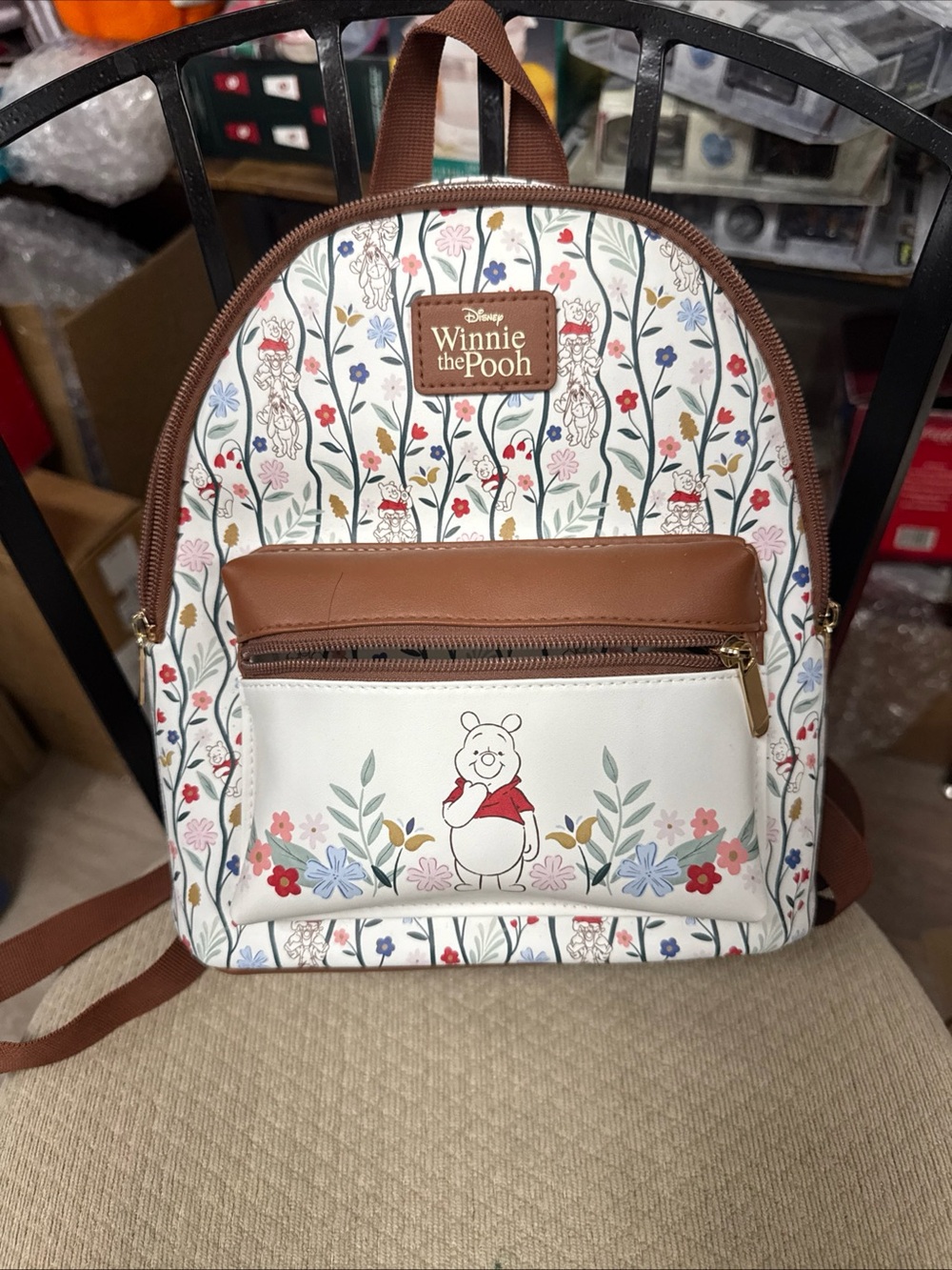 Disney Winnie the Pooh Floral Cream and Brown Mini Backpack